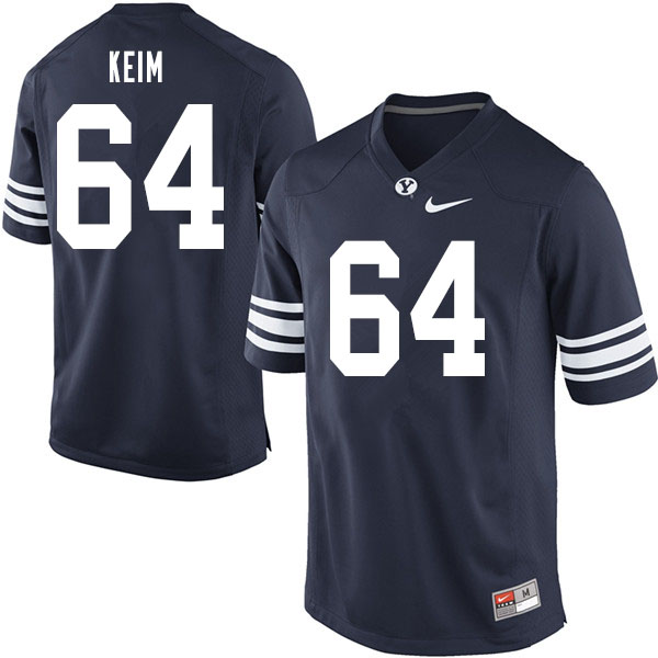 Men #64 Brayden Keim BYU Cougars College Football Jerseys Sale-Navy - Click Image to Close